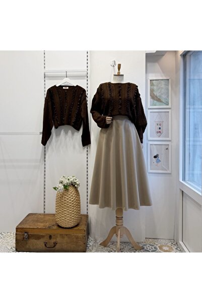 Faya Boutique Bej Nayla Kaşe Etek