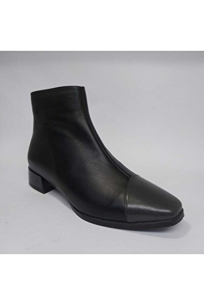 Mira Deri Genuine Leather Size 37 Black - Gray Zippered 3 cm Thick Heel Narrow Fit Boots Patrese