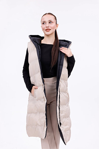 NEPA Women's Double-Sided Long Hooded Sleeveless Puffer Vest