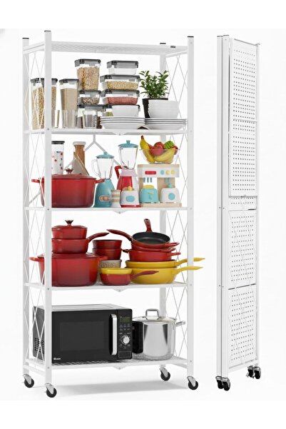 Bentifar 5-Tier Folding Storage Shelves with Wheels by