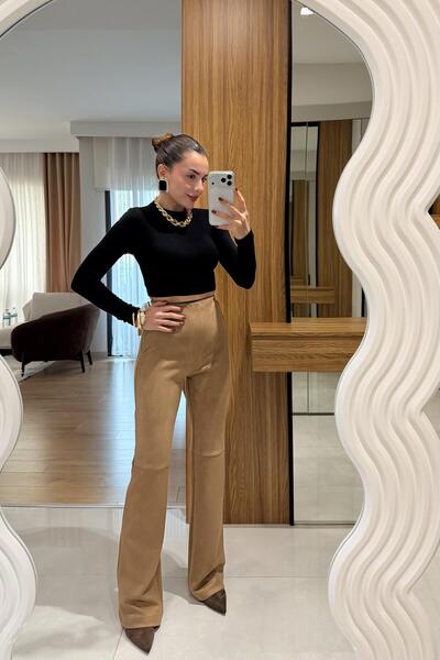 Gizem Ecemiş Stew Camel Süet Pantolon