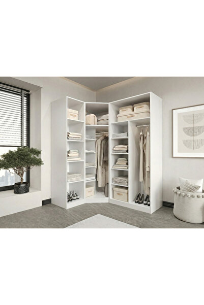 CANBAZ FURNİTURE Esla modüllü 4 cam kapaklı köşe %100 MDF (KURULUM DAHİL)