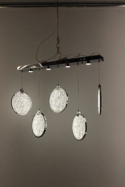 GN GEN AYDINLATMA Lüks Gümüş Gövdeli Okyanus Dalgalı Akrilik 5'li Sıralı Seri...