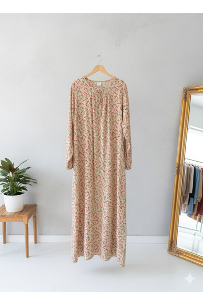 fariza tekstil U-Neck Wide-Cut Viscose Hijab Dress