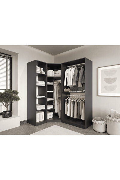 CANBAZ FURNİTURE Esla modüllü 4 cam kapaklı köşe %100 MDF (KURULUM DAHİL)