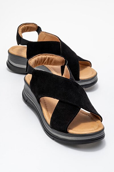 Zeynep Sıradağlı Sandale Santiago din piele naturală, piele de căprioară neagră