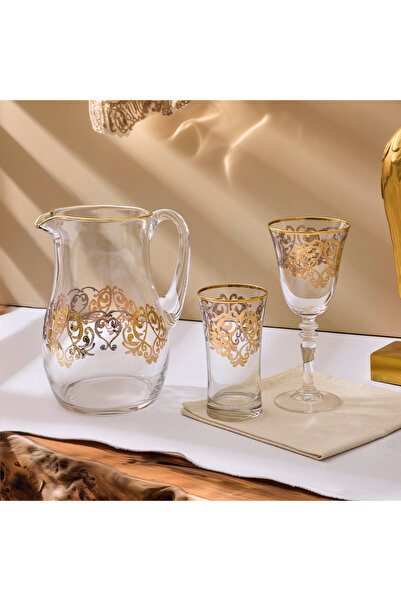 Aryıldız Veronica Gold-Platinum 25 Piece Water Set for 12 Persons
