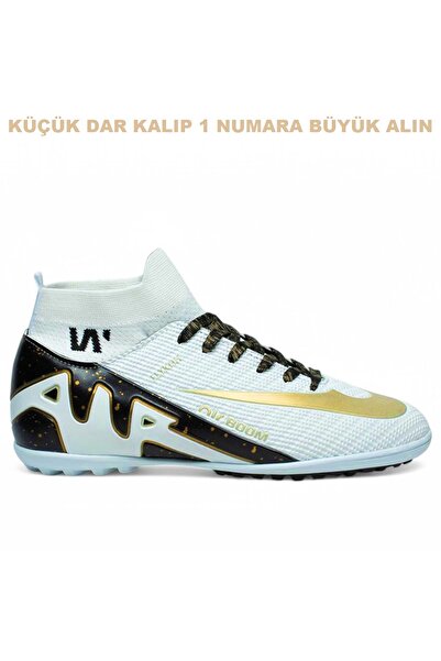 ClassyShot Walked Erkek Çocuk Çorap Boğazlı Bilekli Dişsiz Çivisiz Halı Saha Krampon Beyaz Futbol Spor Ayakkabı