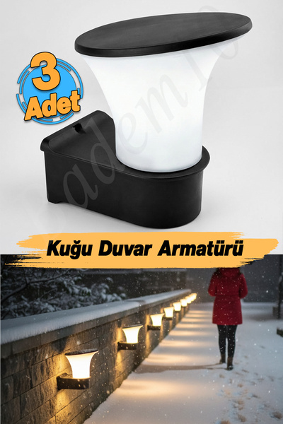 Badem10 (3 Pieces) Plastic Street Garden Sconce Lamp Lighting Garden Wall Luminaire E27 Lamp Holder Compatible Ip 54 Grade