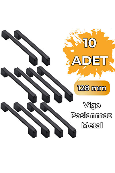 almital mobilya aksesuarları furniture accessories 10 ADET Vigo SİYAH 128mm P...