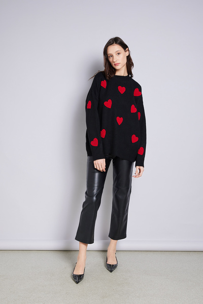 Avrile Heart Embroidered Knitwear Sweater