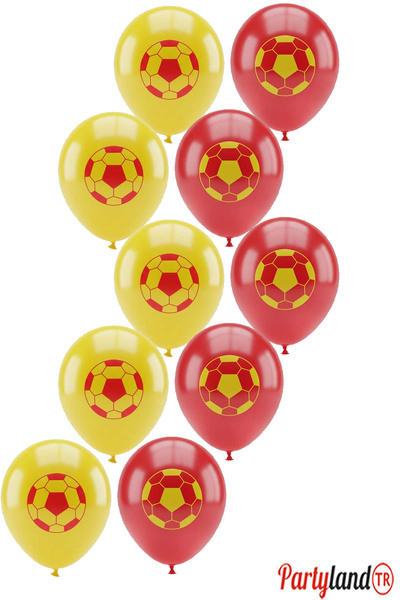 PartylandTR Sarı Kırmızı GS Taraftar Temalı Baskılı Balon 10 Adet