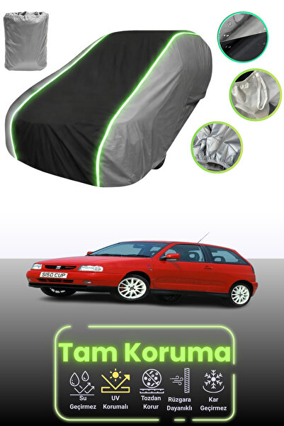 Dokaca Neo غطاء حماية للسيارة باللون الرمادي والأسود والرمادي النيون قماش مجدّل متوافق مع سيارة سيات إيبيزا كوبرا 1996 - 1999