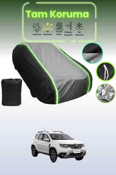 Dokaca Neo غطاء حماية متوافق مع سيارة رينو داستر قماش مجدّل باللون الأسود_الرمادي_الأسود النيون