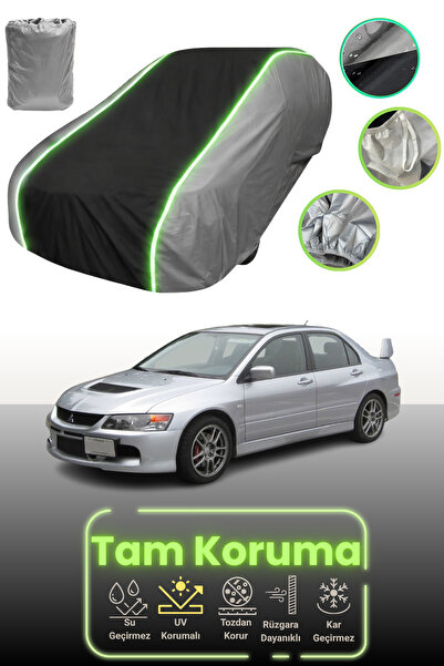 Dokaca Neo غطاء حماية للسيارة باللون الرمادي والأسود والرمادي النيون قماش مجدّل متوافق مع سيارة ميتسوبيشي لانسر 9