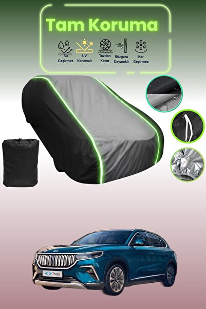 Dokaca Neo Siyah_Gri_Siyah Neon Fitilli Togg T10X Uyumlu Koruma Örtüsü Araba ...