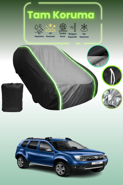 Dokaca Neo غطاء حماية متوافق مع سيارة داسيا داستر 2013 - 2017 باللون الأسود_الرمادي_الأسود النيون قماش مجدّل