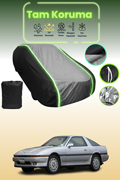 Dokaca Neo غطاء حماية متوافق مع سيارة تويوتا سوبرا قماش مجدّل باللون الأسود_الرمادي_الأسود النيون