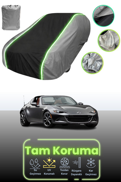 Dokaca Neo غطاء حماية للسيارة متوافق مع مازدا Mx-5 / مياتا Rf 2016 - 2021 باللون الرمادي والأسود والرمادي النيون قماش مجدّل