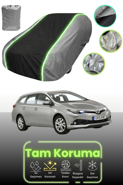 Dokaca Neo غطاء حماية للسيارة باللون الرمادي والأسود والرمادي النيون قماش مجدّل متوافق مع سيارة تويوتا أوريس 2 تورينج سبورتس