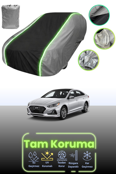 Dokaca Neo غطاء حماية للسيارة باللون الرمادي والأسود والرمادي النيون قماش مجدّل متوافق مع سيارة هيونداي سوناتا هايبرد 2017 - 2021