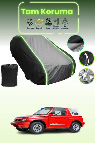 Dokaca Neo غطاء حماية متوافق مع سيارة سوزوكي سايدكيك قماش مجدّل باللون الأسود_الرمادي_الأسود النيون