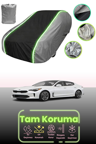 Dokaca Neo غطاء حماية للسيارة باللون الرمادي والأسود والرمادي النيون قماش مجدّل متوافق مع سيارة كيا ستينجر 2017 - 2021