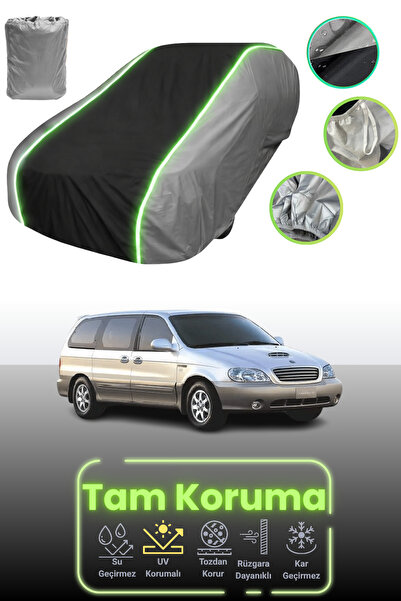 Dokaca Neo غطاء حماية للسيارة باللون الرمادي والأسود والرمادي النيون قماش مجدّل متوافق مع سيارة كيا كرنفال 1