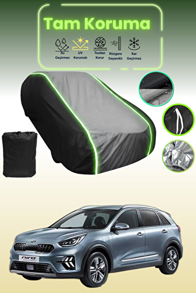 Dokaca Neo غطاء حماية متوافق مع سيارة كيا نيرو قماش مجدّل باللون الأسود_الرمادي_الأسود النيون