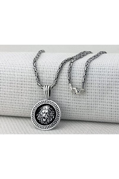 GWOMA Aslan Figürlü Kral Zincirli Yuvarlak 925 Ayar Gümüş Kolye