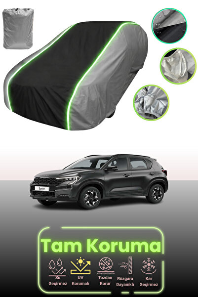 Dokaca Neo غطاء حماية للسيارة باللون الرمادي والأسود والرمادي النيون قماش مجدّل متوافق مع كيا سونيت