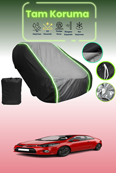 Dokaca Neo غطاء حماية متوافق مع سيارة كيا سيراتو 2 كوب قماش مجدّل باللون الأسود_الرمادي_الأسود النيون