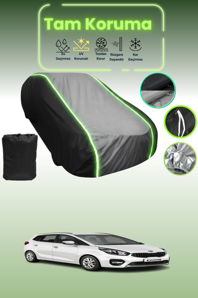 Dokaca Neo غطاء حماية متوافق مع سيارة كيا كارينز قماش مجدّل باللون الأسود_الرمادي_الأسود النيون