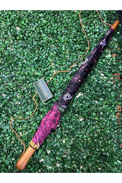 snotline Kadın Uzun Baston Şemsiye Desenli Askılı