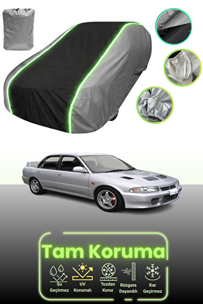 Dokaca Neo غطاء حماية للسيارة باللون الرمادي والأسود والرمادي النيون قماش مجدّل متوافق مع سيارة ميتسوبيشي لانسر إيفولوشن 1