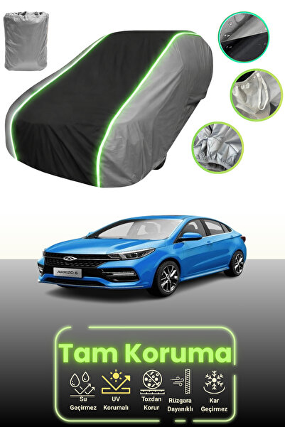 Dokaca Neo غطاء حماية للسيارة باللون الرمادي والأسود والرمادي النيون قماش مجدّل متوافق مع سيارة شيري أريزو جي إكس