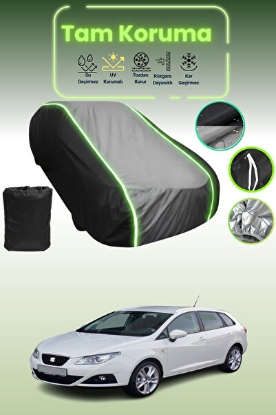 Dokaca Neo غطاء حماية متوافق مع سيارة ايبيزا قماش مجدّل سيات 4 ستيشن، أسود_رم...