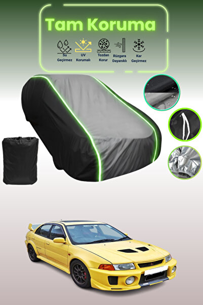 Dokaca Neo غطاء حماية متوافق مع سيارة ميتسوبيشي لانسر إيفولوشن V 1998 - 1999 باللون الأسود_الرمادي_الأسود النيون قماش مجدّل