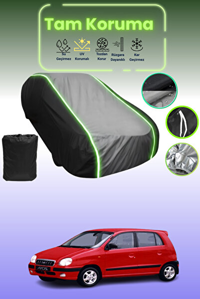 Dokaca Neo غطاء حماية متوافق مع سيارة هيونداي أتوس سبيريت 1999 - 2003 باللون الأسود_الرمادي_الأسود النيون قماش مجدّل