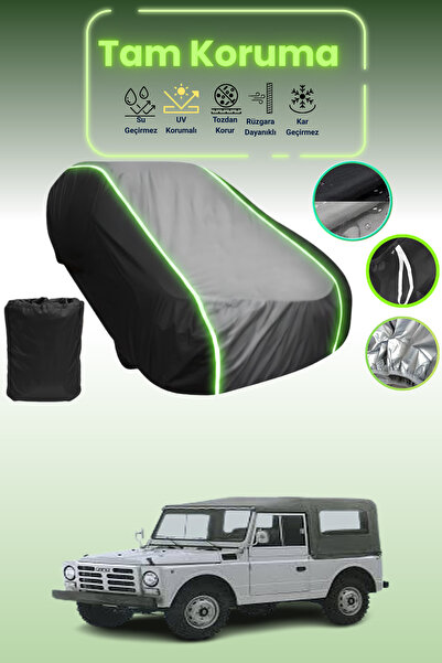 Dokaca Neo غطاء حماية متوافق مع سيارة فيات كامبانيولا قماش مجدّل من 1974 إلى 1979 باللون الأسود_الرمادي_الأسود النيون