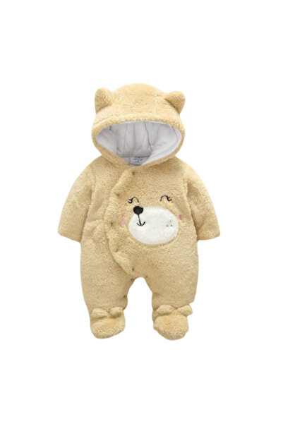 Superbaby Plush Overall - Bear, Cotton, Cream, 3-6 months
