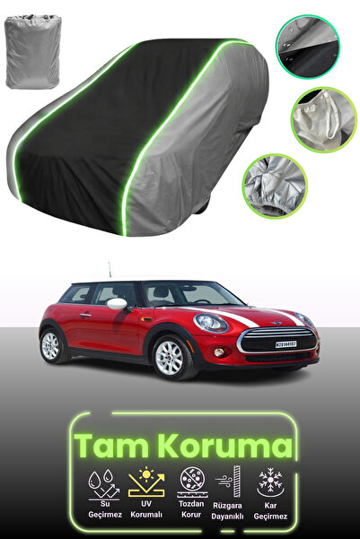 Dokaca Neo غطاء حماية للسيارة باللون الرمادي والأسود والرمادي النيون قماش مجدّل ميني كوبر هاتش 2014 - 2018 متوافق مع السيارة