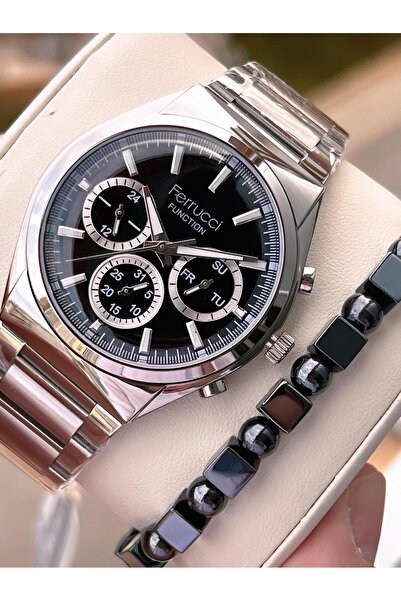 Ferrucci Men's Wristwatch with Internal Functions, Active 30m Water Resistance, Steel Strap + Bracelet Gift