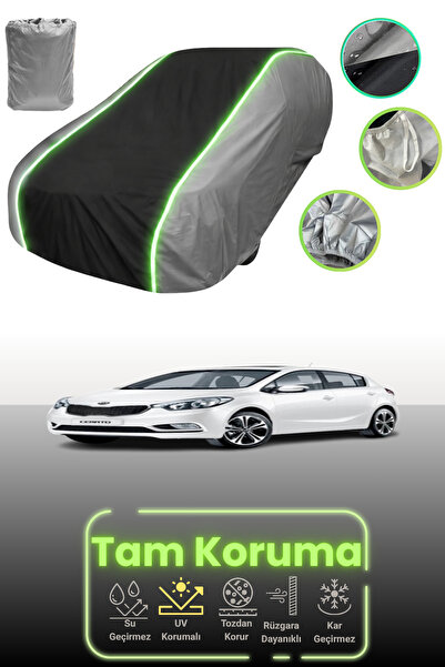 Dokaca Neo غطاء حماية للسيارة متوافق مع سيارة كيا سيراتو قماش مجدّل هاتشباك باللون الرمادي والأسود والرمادي النيون