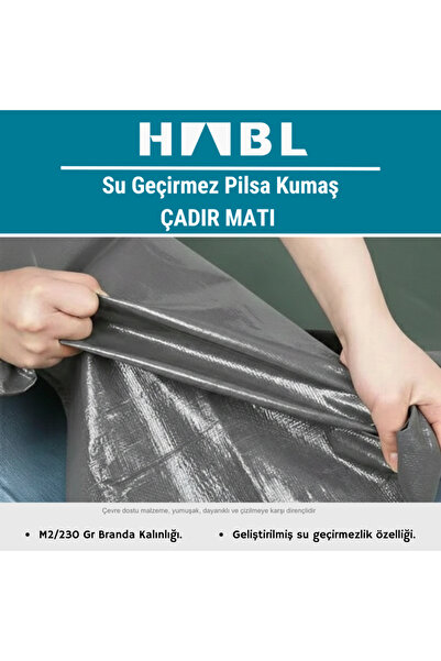 habl Güçlendirilmiş Su Geçirmez Kamp ve Çadır Altı Brandası - 8m2 Çadırlar İçin Uyumlu 3,5m*3m