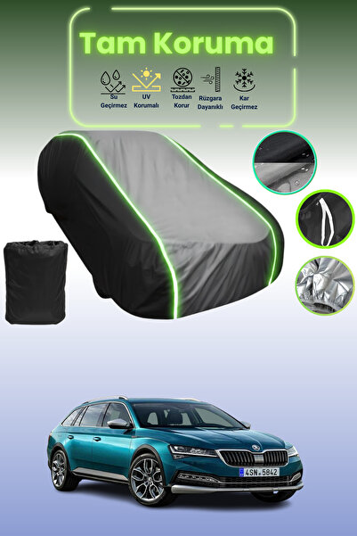 Dokaca Neo غطاء حماية متوافق مع سيارة سكودا سوبرب قماش مجدّل سكاوت باللون الأ...