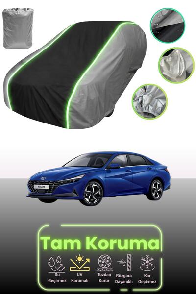 Dokaca Neo غطاء حماية للسيارة باللون الرمادي والأسود والرمادي النيون قماش مجدّل متوافق مع سيارة هيونداي أفانتي