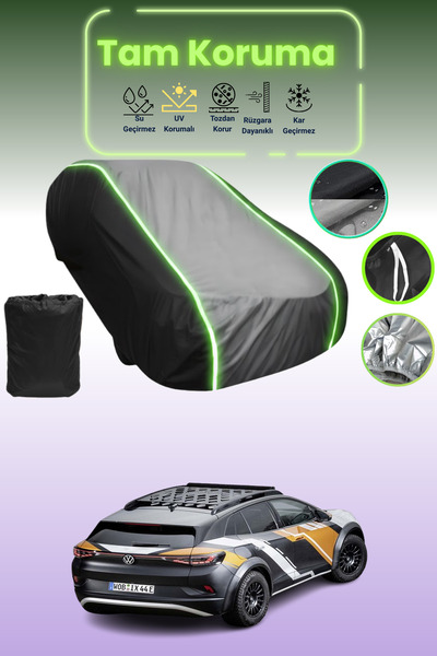 Dokaca Neo أسود_رمادي_أسود نيون قماش مجدّل فولكس فاجن آي دي. غطاء حماية متوافق مع إكستريم، قماش للسيارة