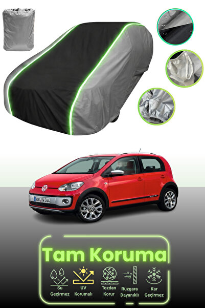 Dokaca Neo رمادي.أسود.رمادي نيون قماش مجدّل فولكس فاجن كروس أب! غطاء حماية متوافق لقماش السيارة