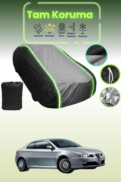 Dokaca Neo غطاء حماية متوافق مع سيارة ألفا روميو جي تي كوبيه قماش مجدّل باللون الأسود_الرمادي_الأسود النيون